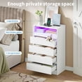 thumbnail image 2 of Commode Moderne à 4 Tiroirs avec Station de Recharge et Lumières DEL – Grand Armoire de Rangement pour Chambre, Salon Ou Entrée – Prise de Courant Intégrée – Ensemble de Meubles Contemporain – Blanc, 2 of 8