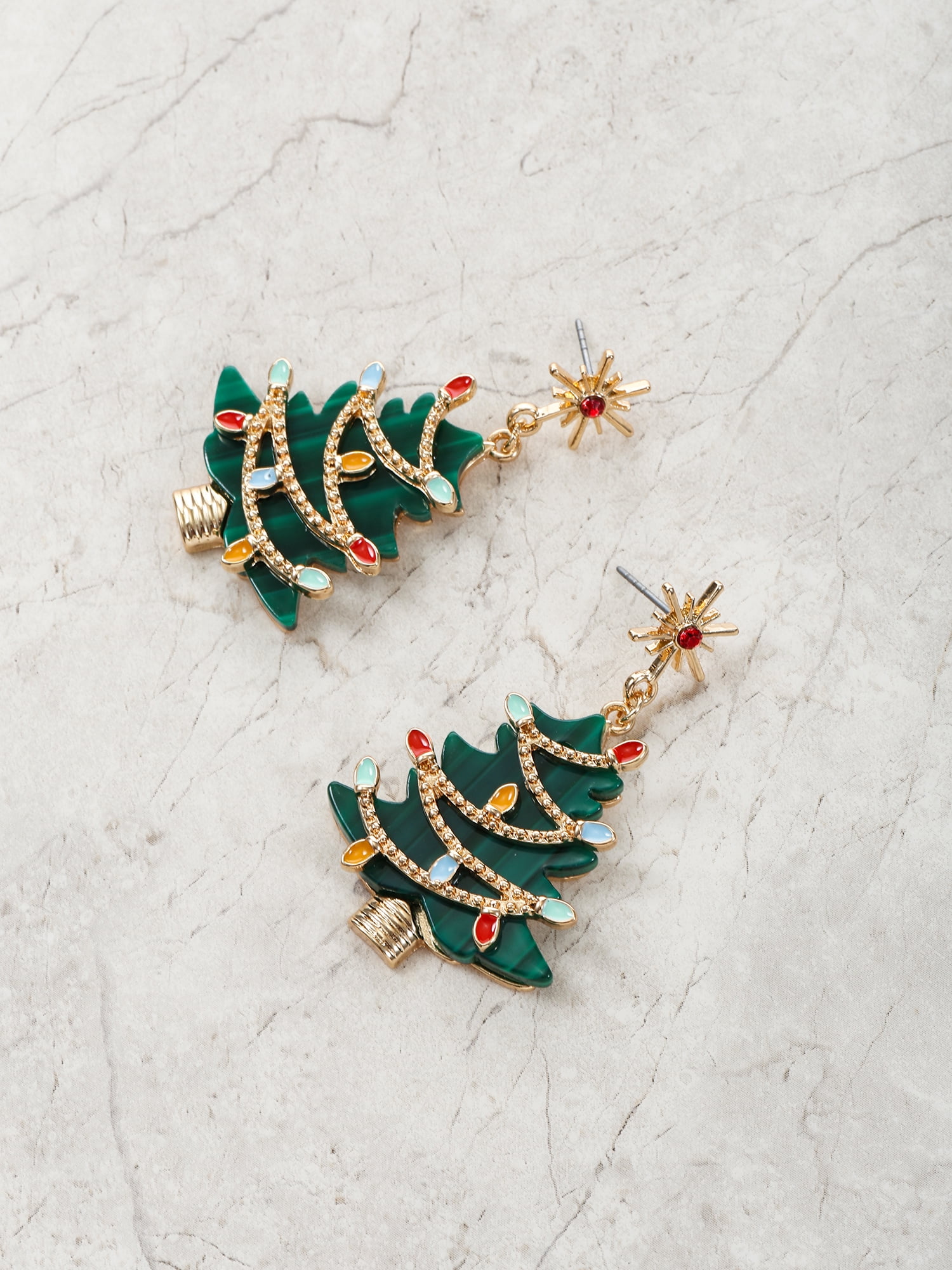 Holiday Time Christmas Tree Earrings, 1 Pair