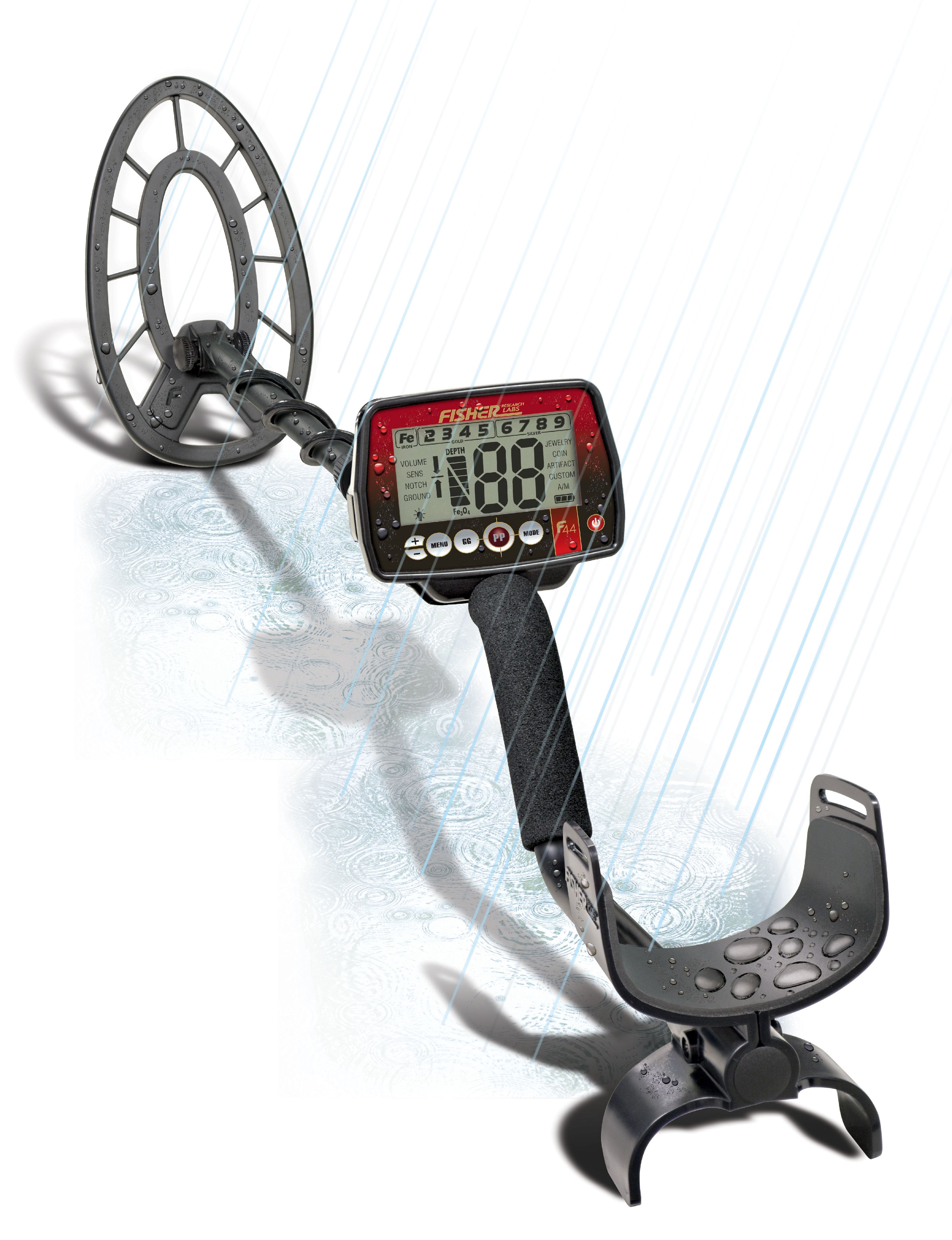 Fisher Research Labs F44 Ultimate Waterproof Multi Purpose Metal Detector, Black