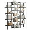 thumbnail image 2 of Studyset Triple Column 5-Tier Bookshelf,Bookcase W/14 Display Shelves, Rustic Industrial Bookshelf with Frame, Modern Wide Large Book Shelf Book Case, Ideal for Living Room, Home and Offcie, Black, 2 of 8