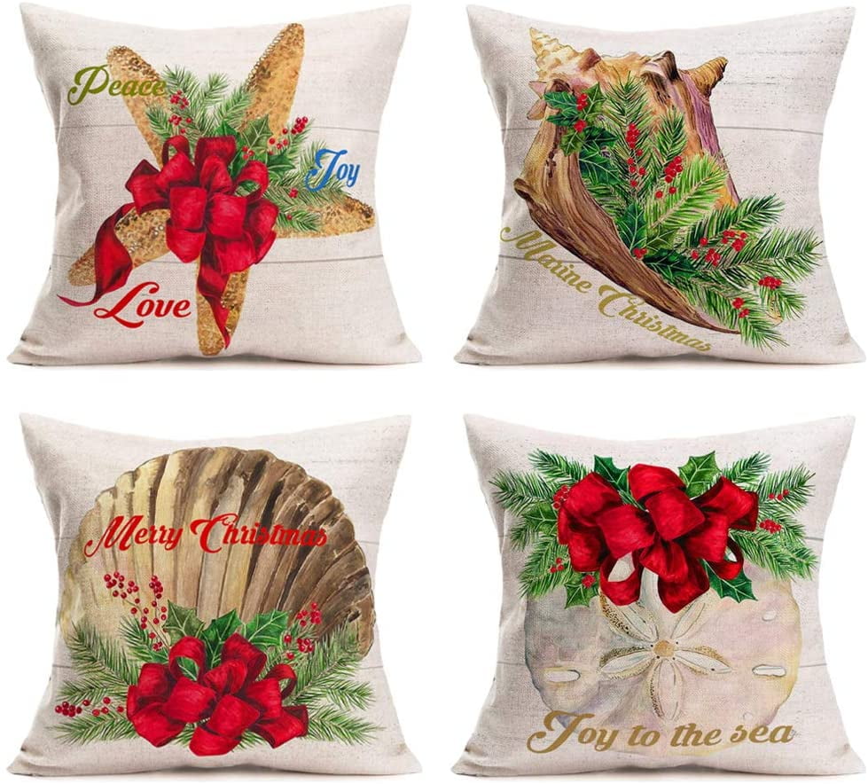 Details about   LuckyCow Christmas Wood Grain Throw Pillow Covers 18x18 Inches Vintage Farmho... 