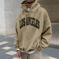 thumbnail image 2 of Midsumdr Hoodies for Men Oversized Letter Rinted Pullover Long-sleeved Sweatshirts Solid Color Comfortable Hooded Sweatshirts with Kangaroo Pockets on Clearance, 2 of 6