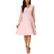 thumbnail image 2 of Vestido envolvente para mujer Inspire Chic, con escote en V, mangas de linterna, puntos suizos, midi y con bolsillos, talla S, color rosa, 2 of 6