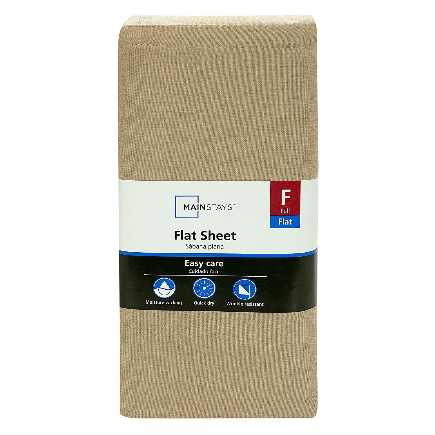 Mainstays 300TC Cotton Rich Percale Easy Care Bed Sheet,BrownStone Full ...