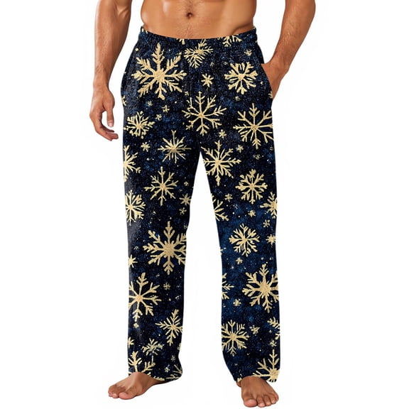 Trgacdwlo Christmas Flannel Pajama Pants for Men Snowflake Snowman Winter Fuzzy Fleece Pj Bottoms for Men Comfy Elastic Waist Straight Leg Lounge Pants Men