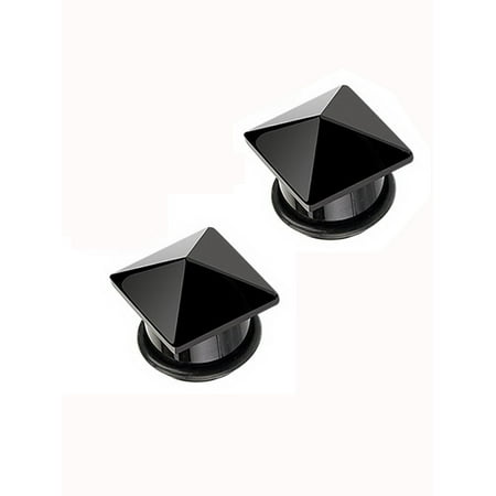- Black Pyramid Top Single Flared Ear Plug (8 mm, 0 Gauge) - 2 Piece
