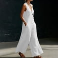 thumbnail image 7 of Jumpsuits for Women V Neck Sleeveless Wide Leg Jumpsuit Casual Long Rompers White M, 7 of 7
