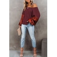 thumbnail image 5 of Women's Biking Red Sequin Patchwork Sleeve Open Back Waffle Knit Top, 5 of 5