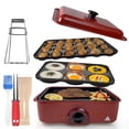 thumbnail image 1 of Hehogogo Plancha Eléctrica Multifuncional 3 En 1 Sartén Eléctrica Antiadherente Para Hornear Con 3 Sartenes Intercambiables Takoyaki Maker Cake Pop Maker Pancake Maker Rojo, 1 of 1
