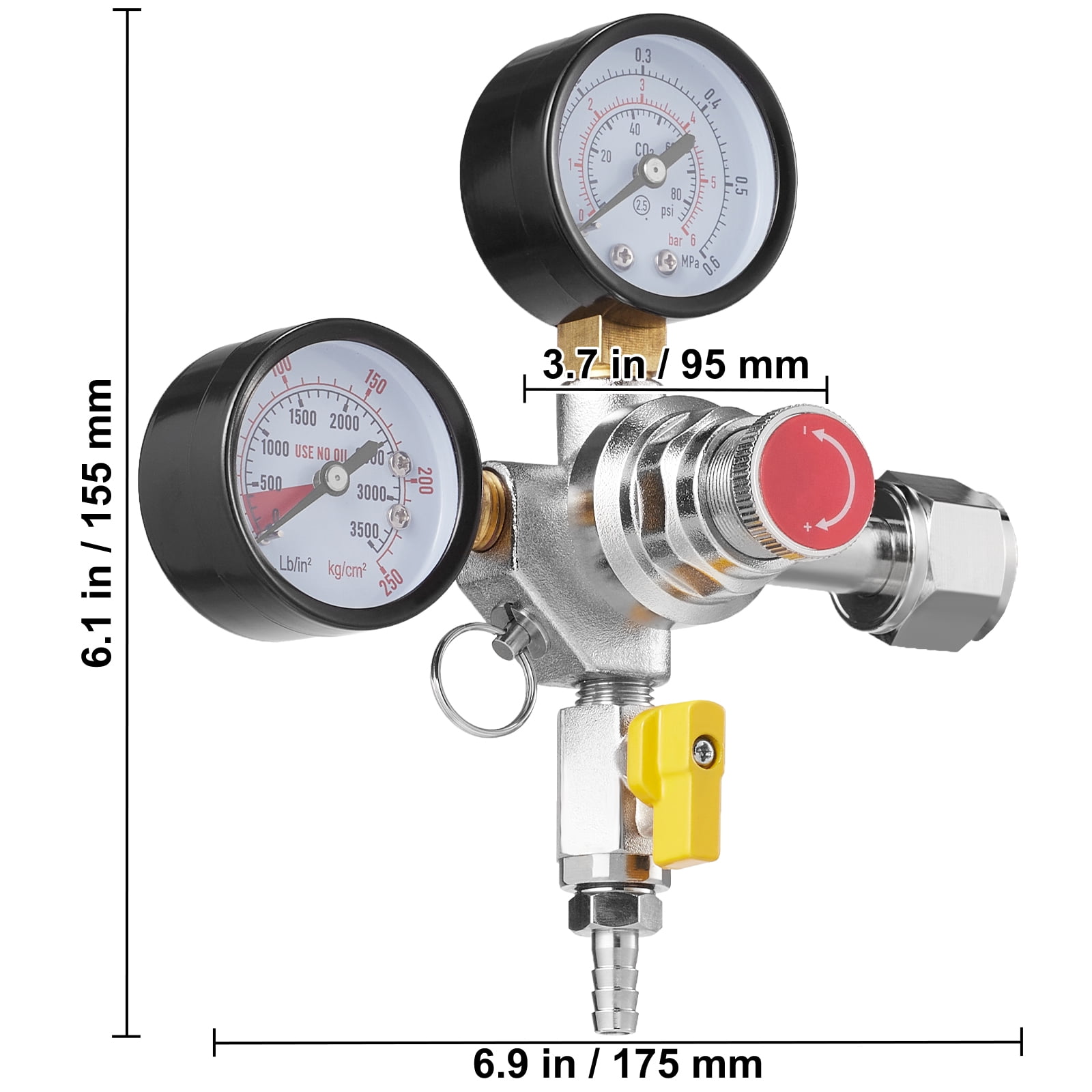 VEVOR CO2 Regulator Gauge with Check Valve for Draft Beer Homebrew CGA320