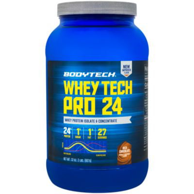 BodyTech Whey Tech Pro 24 Protein Powder  Protein Enzyme Blend with BCAA's to Fuel Muscle Growth  Recovery, Ideal for PostWorkout Muscle Building  Rich Chocolate (2