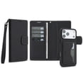 thumbnail image 2 of Case For Apple iPhone 17 Pro 6.3 inch,RFID Blocking，Split PU Leather Detachable 2 In 1 Flip Folio Wallet With Multi-Card Slots,Wristband，Kickstand Magnetic Protective Cover,Black,For iPhone 17 Pro, 2 of 8