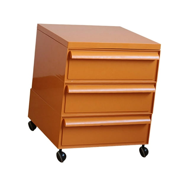Carrito de almacenamiento con cajones y ruedas giratorias, mesita de noche para sala de estar Naranja