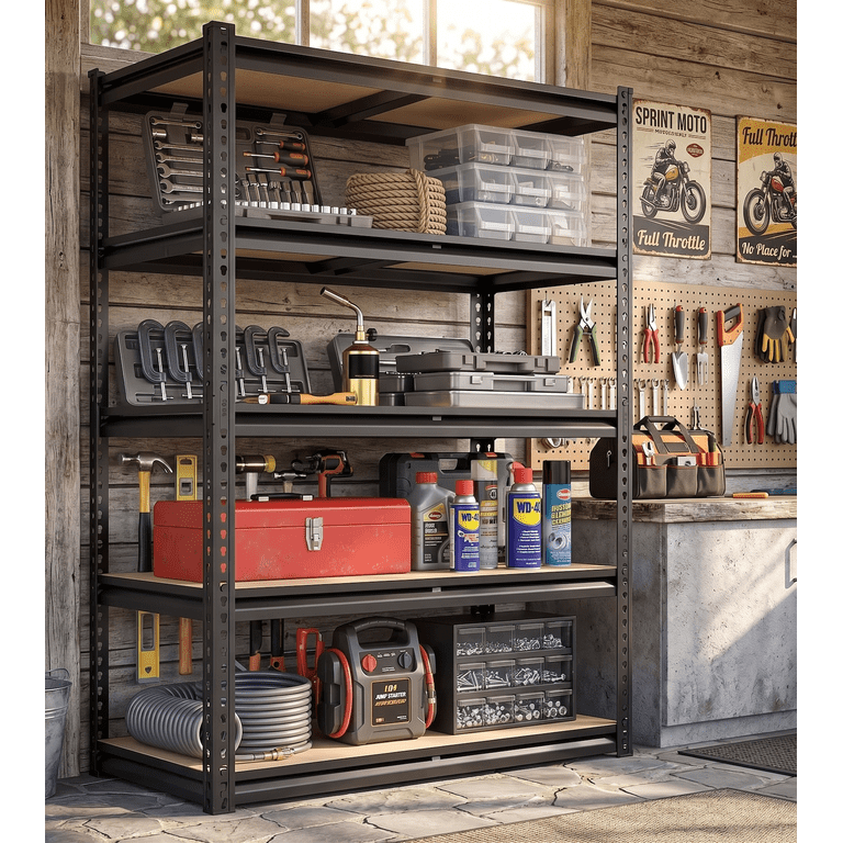 UBERLYFE 5-Tier Heavy Duty Shelving Unit, 72"H, 2400 lbs photo 8