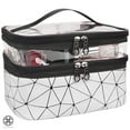 thumbnail image 2 of Luxtrada Makeup Bags Double layer Travel Cosmetic Cases Make up Organizer Toiletry Bags (Silver), 2 of 7