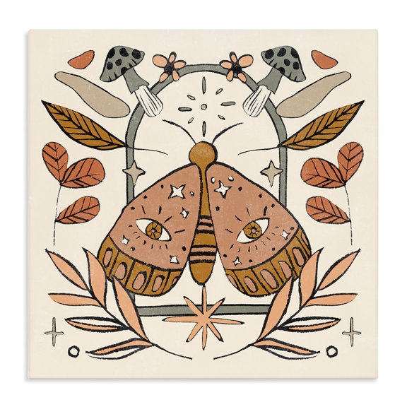 Stupell Industries Eclectic Cottagecore Moth & Mushrooms Canvas Art, 24 x 24, by Melissa Wang