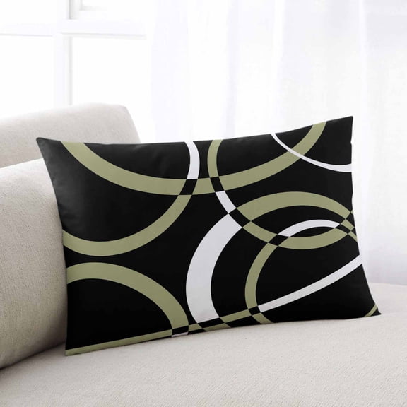Black Geometric Standard Pillow Covers, Modern Sage Green White Striped Art Soft Throw Pillow Cases with Invisible Zipper, Decorative Pillowcase Pillows Protectors for Sofa Bed Chair 20"x26"
