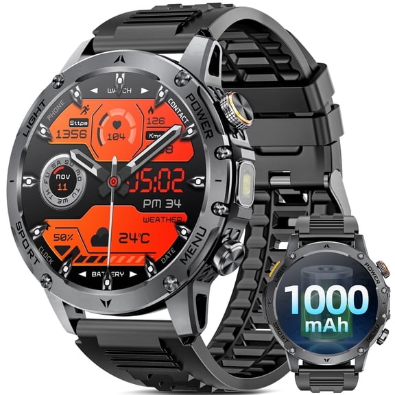Haulvean 1.7-inch Men Smartwatch, with Answer/Make Calls/100 Sport Modes, Fitness Tracker Watch, Suitable for Android and Iphone Devices