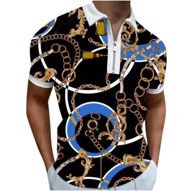 Blusa de manga corta con estampado de cremallera para hombre Pompotops oipoqjl24425