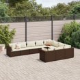 thumbnail image 1 of vidaXL 10 Piece Garden Sofa Set with Cushions Brown Poly Rattan, 1 of 5