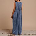 thumbnail image 5 of Womens Denim Jumpsuit Sleeveless Wide Leg Overalls Casual Loose Fit Summer V-Neck Tie Front Jean Romper, XL, 5 of 5