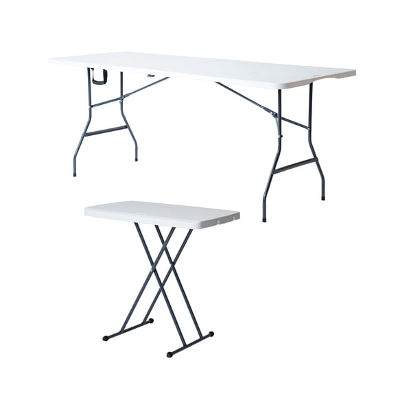 Mesa Plegable Blanca 180 cm + Mesa Plegable Personal LOOMBER