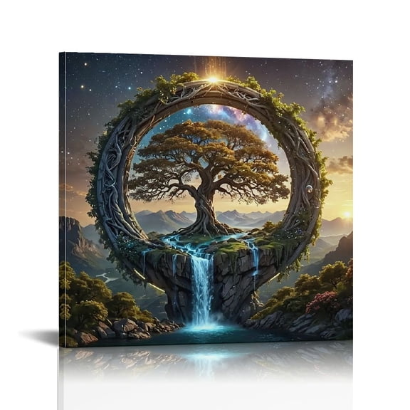 Magical Tree of Life Canvas Print - Abstract Painting Wall Art - Decorative Art Classic Contemporary Style - Kitchen, Bathroom, Living Room, Bedroom Decoration - Painted Art on Canvas Framed