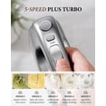 thumbnail image 4 of Hand Mixer, 450W Handheld Mixer with Storage Case 5-Speed Plus Turbo Hand Mixer Electric With 5 Stainless Steel Attachments(2 Beaters, 2 Dough Hooks and 1 Whisk), Silver, 4 of 7