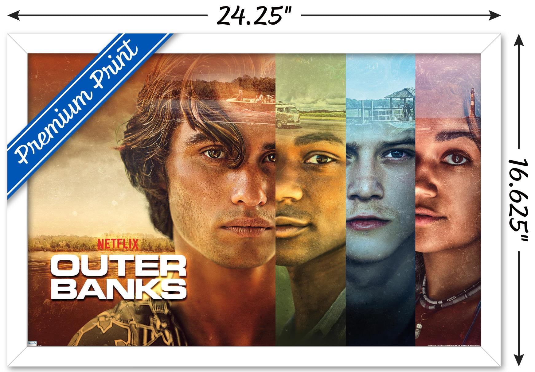 Netflix Outer Banks - Faces Wall Poster, 14.725" x 22.375" Framed