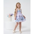 thumbnail image 4 of 4T Baby Girls Dress 5T Girls Sleeveless Dress Flower Print Off-the-shoulder Toddler Girls Summer Layered Dress Purple, 4 of 9