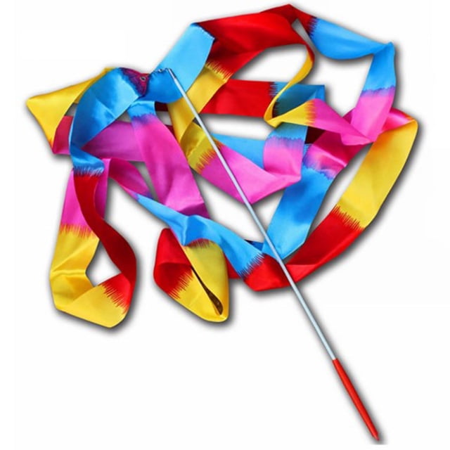 Dance Ribbons, Gymnastics Streamers Nylon 4m For Competition Coloful,Flame,Orange,Red,Pink