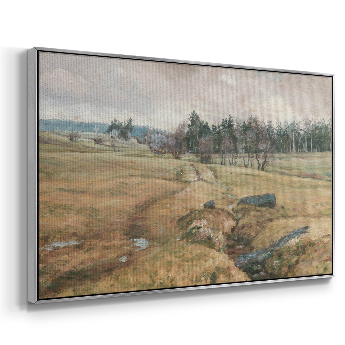 Vintage Landscape-CCCLXIV By Wexford Home Framed in Silver Wood Gallery Wrapped Canvas 27 in. x 41 in.