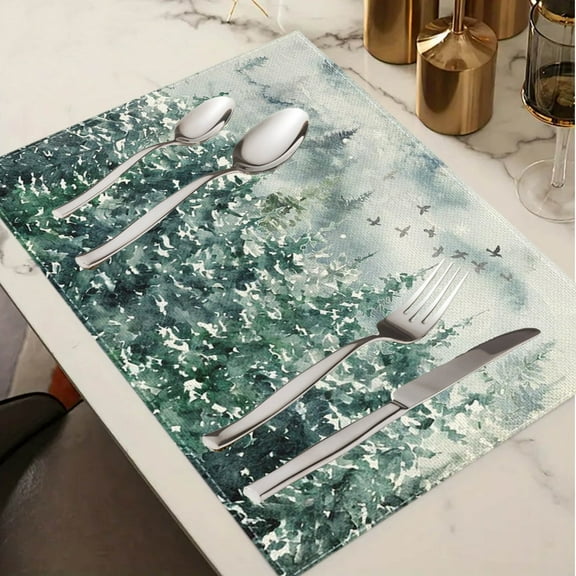 Winter Christmas Tree Placemats 12x18 Inches Christmas Holiday Table Mats For Party Kitchen Dining Room Decoration christmas decorations