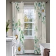 thumbnail image 4 of Spring Floral Sheer Curtains 63 Inch Length 2 Panels Set for Living Room/Bedroom, Daisy Eucalyptus Leaves Watercolor Rustic Kitchen Curtains Grommet Semi-Sheer Curtains Window Treatments 42"x63"x2, 4 of 7