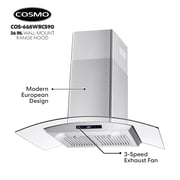 36 in. Vista Collection Ductless Wall Mount Range Hood in Stainless Steel