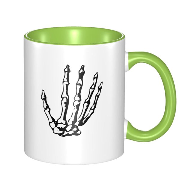 Taza de café y té con forma de mano de esqueleto y calavera: tazas de café de cerámica para mujeres y hombres