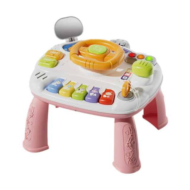 Mesa de actividades para bebés, juguetes musicales, juguetes de educación temprana, espejos retrovisores 2 en 1, semáforos, juguetes sensoriales para Rosa