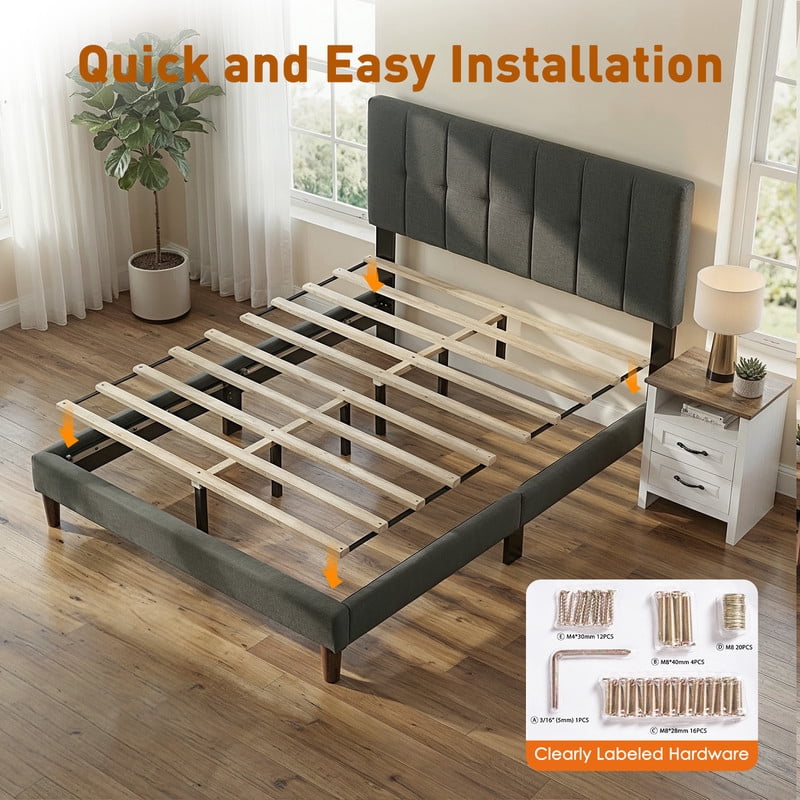 BESTERGO Bedroom Sets with Adjustable Upholstered Headboard Queen Bed Frame,10" Memory Foam Mattress,Graphene Fabric Cover, Medium-Firm Plus Support，Gel-Infused Triple-Layer Bed