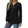 thumbnail image 2 of Fantaslook V Neck Blouses for Women Dressy Casual Tops Button Long Sleeve Shirts Trendy Fall Tops, 2 of 7