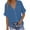 1-Blue, variant on Women Cotton Linen Tops 2025 Fashion Business Work Office Blouse Casual Solid Short Sleeve V Neck Button Down Shirts