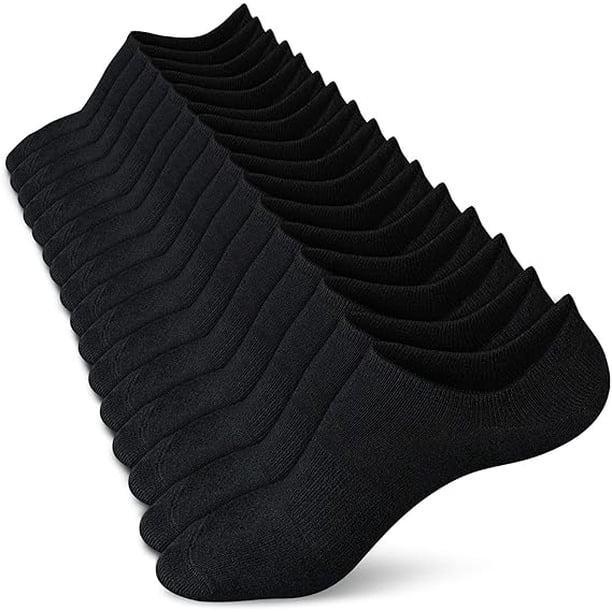 Xiao Hua 10 pares de calcetines sin costuras, antideslizantes, de corte bajo, con forro invisible, suaves y elásticos, negros, talla L (talla: 8-10,5)