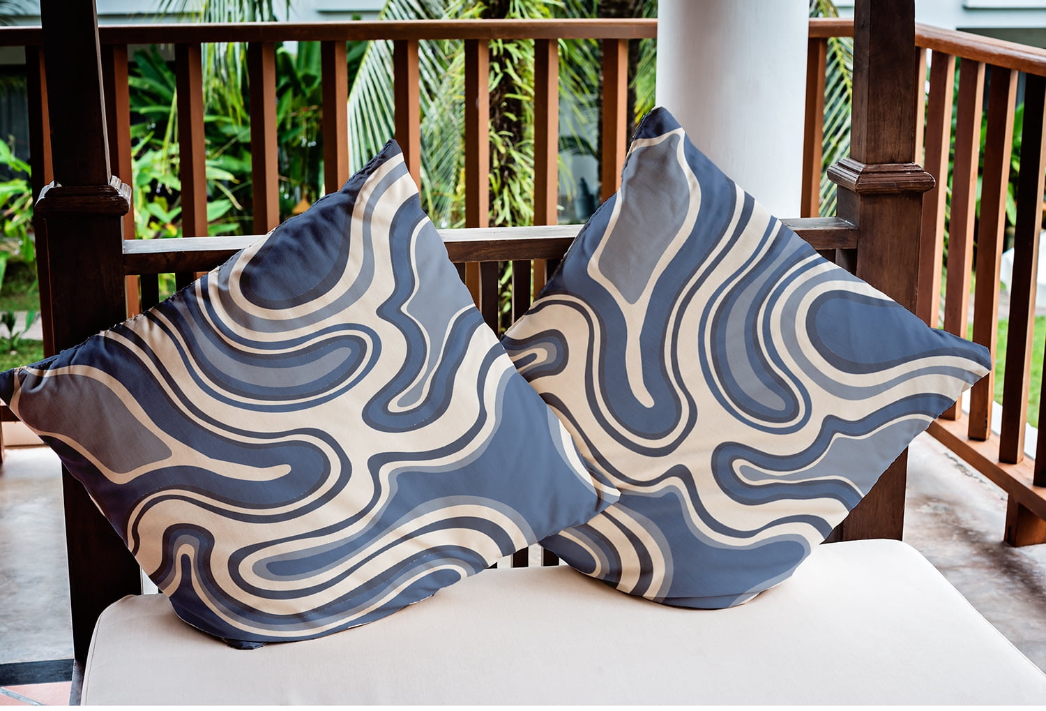 20"x20" Square Simply Daisy Agate Poly Indoor/Outdoor Pillow, Cadet Blue Qty 1