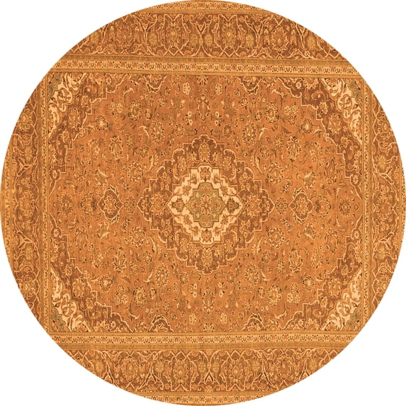 Ahgly Company Indoor Round Medallion Orange Traditional Area Rugs, 3' Round
