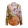 thumbnail image 4 of KALE V Neck Long Sleeve Shirts for Women Floral Print Button Down Shirt Lightweight Blouse Summer Casual Tops Business Casual Tops Orange, 4 of 5