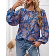 thumbnail image 4 of Blusa PRETTYGARDEN Mujer Floral con Botones Azul Talle L, 4 of 8