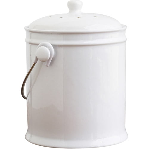 Natural Home 1-Gal Ceramic Compost Bin, White by Generic