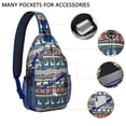 thumbnail image 2 of Sling Backpack,Multicolor Christmas Pattern Sling Bag with Water Bottle Holder,Waterproof Sling Bag for Men/Women with Headphone Jack for Hiking,Travel, 2 of 6