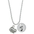 thumbnail image 1 of Delight Jewelry Silvertone Chef Hat Silvertone Script Initial Disc - T - Charm Necklace, 20"+3", 1 of 4