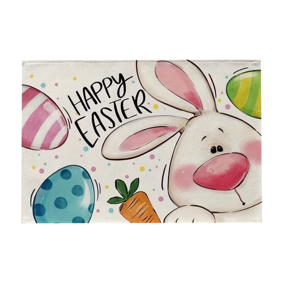 TanSiDing Easter Table Mats Set of 4, Flax Placemats Non-Slip Heat Resistant, 16x12 Inch Rectangular Kitchen Dining Table Decor, Washable Home Decor for Party Holiday Dinner 42*32cm