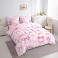 thumbnail image 3 of Feelyou Bow-tie Bedding Comforter Set 7pcs, Pink Butterfly Bow Knot Queen Bedding Sets, 3 of 8